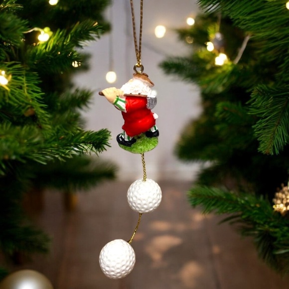 Golfing Santa w/ Dangling Golf Balls Christmas Ornament - Picture 3 of 6